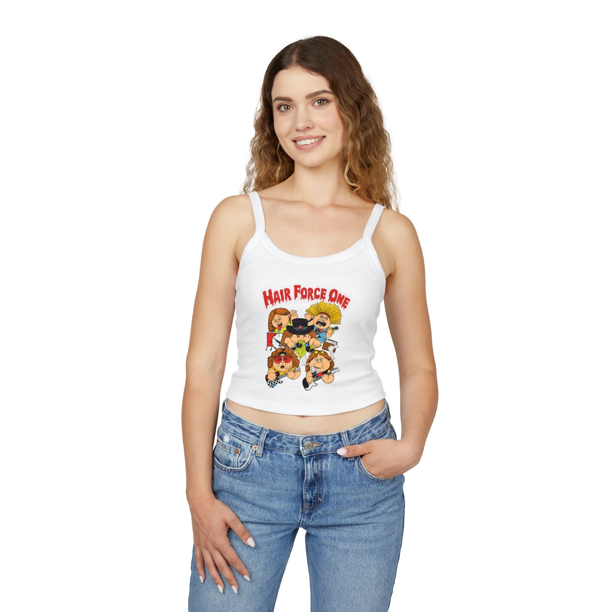 Hair Force One Women’s Spaghetti Strap Tank Top – Cartoon Design